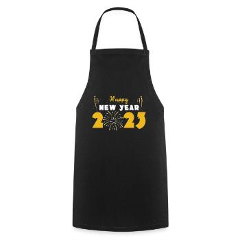 Célébrez 2023 Bonjour 2023 Bonne année 2023 - Tablier de cuisine - noir - Devant - AI Model Male 185 dark (185cm)