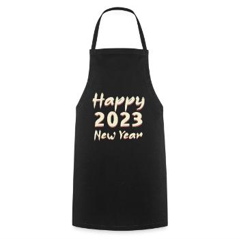 Célébrez 2023 Love Hello 2023 Bonne année 2023 - Tablier de cuisine - noir - Devant - AI Model Male 185 dark (185cm)