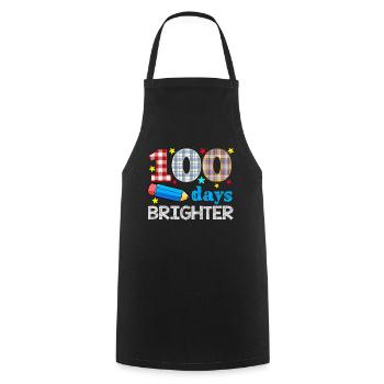 Plaid 100th Day Brighter 100 Days Of School - Cooking Apron - black - Front - AI Model Male 185 dark (185cm)