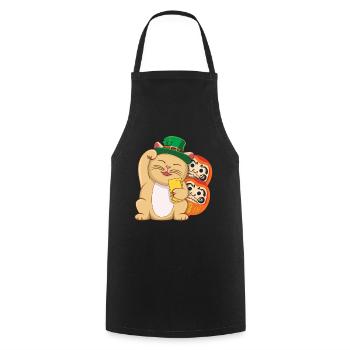 Lucky Luck Cat Happy Saint Patrick Day - Cooking Apron - black - Front - AI Model Male 185 dark (185cm)