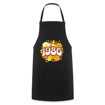 Hippi 40 Ans Femme Anniversaire 1986 - Tablier de cuisine - noir - Devant - AI Model Male 185 dark (185cm)
