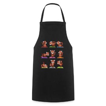 Yoga Red Panda Meditation Yogi Namaste Gift - Cooking Apron - black - Front - AI Model Male 185 dark (185cm)