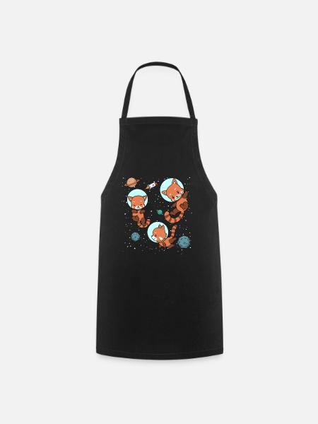 Red Panda Astronaut Space Spaceflight Gift - Cooking Apron - black