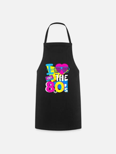 I love the 80s - 80s retro music gift - Cooking Apron - black