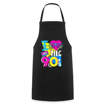 J'adore les années 90 - cadeau de musique rétro des années 90 - Tablier de cuisine - noir - Devant - AI Model Male 185 dark (185cm)