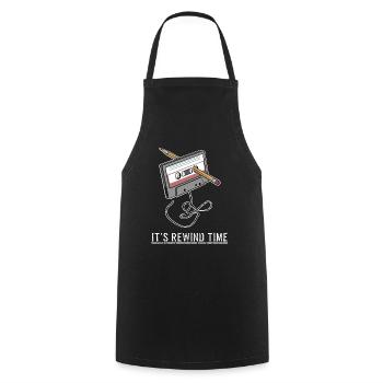 Cassettes 80s 90s - 80s 90s Retro Music Gift - Cooking Apron - black - Front - AI Model Male 185 dark (185cm)