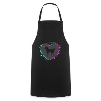 Canaan dog in the heart with retro look - Cooking Apron - black - Front - AI Model Male 185 dark (185cm)