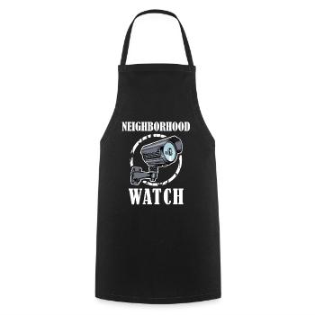 Montre de quartier cadeau de voisin drôle - Tablier de cuisine - noir - Devant - AI Model Male 185 dark (185cm)