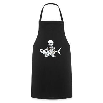 Shark Halloween Skeleton Bones Funny Gift - Cooking Apron - black - Front - AI Model Male 185 dark (185cm)