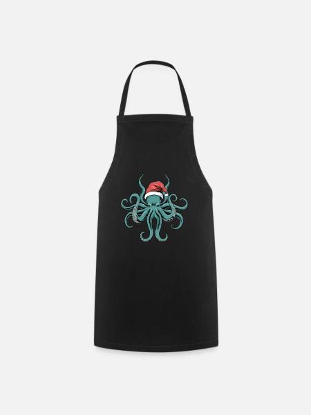 Oktopus Weihnachten Lustiges Geschenk - Kochschürze - Schwarz