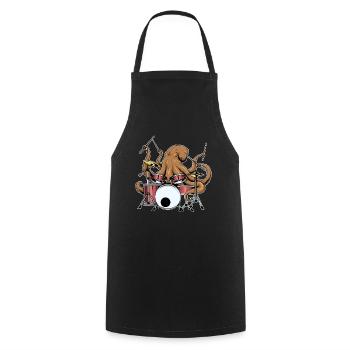 Octopus Drummer Funny Drummer Band Gift - Cooking Apron - black - Front - AI Model Male 185 dark (185cm)