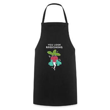 Végétalien drôle, tu as l'air radieux, amour-propre, nourriture - Tablier de cuisine - noir - Devant - AI Model Male 185 dark (185cm)