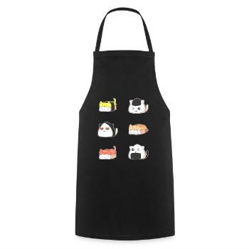Kawaii Sushi Cat - Cooking Apron - black - Front - AI Model Male 185 dark (185cm)