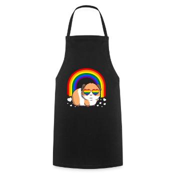 LGBTQ Meerschweinchen Homosexuell Stolz Regenbogen - Kochschürze - Schwarz - Vorne - AI Model Male 185 dark (185cm)