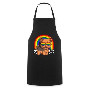 Yorkie Homosexuell Stolz LGBT Regenbogen - Kochschürze - Schwarz - Vorne - AI Model Male 185 dark (185cm)