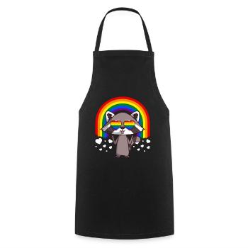Raccoon Gay Pride LGBT Rainbow - Cooking Apron - black - Front - AI Model Male 185 dark (185cm)