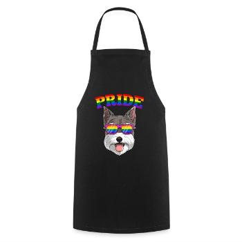 Gay Pride Schnauzer Hund mit LGBT Regenbogen - Kochschürze - Schwarz - Vorne - AI Model Male 185 dark (185cm)