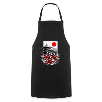 Asiatique geisha japon lotus - Tablier de cuisine - noir - Devant - AI Model Male 185 dark (185cm)