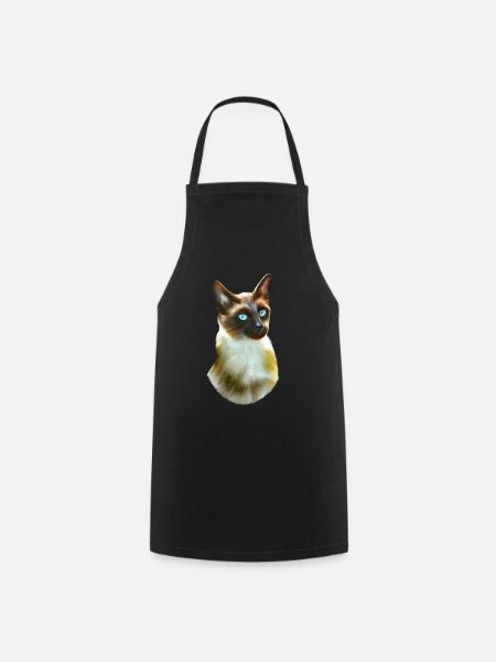 Portrait de chat siamois - Tablier de cuisine - noir