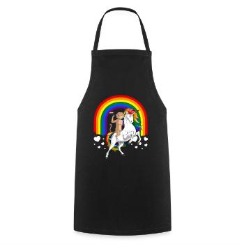 LGBT Monkey Riding Unicorn Gay Pride Rainbow - Tablier de cuisine - noir - Devant - AI Model Male 185 dark (185cm)