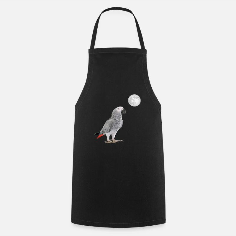 African gray parrot moon - Cooking Apron - black
