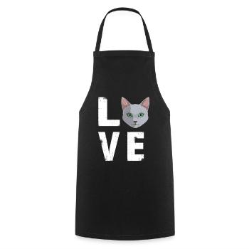 Love Russian Blue Cat Kitty Lover - Cooking Apron - black - Front - AI Model Male 185 dark (185cm)