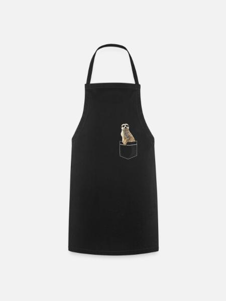Lustiges Erdmännchen In Tasche Motiv Geschenk - Kochschürze - Schwarz