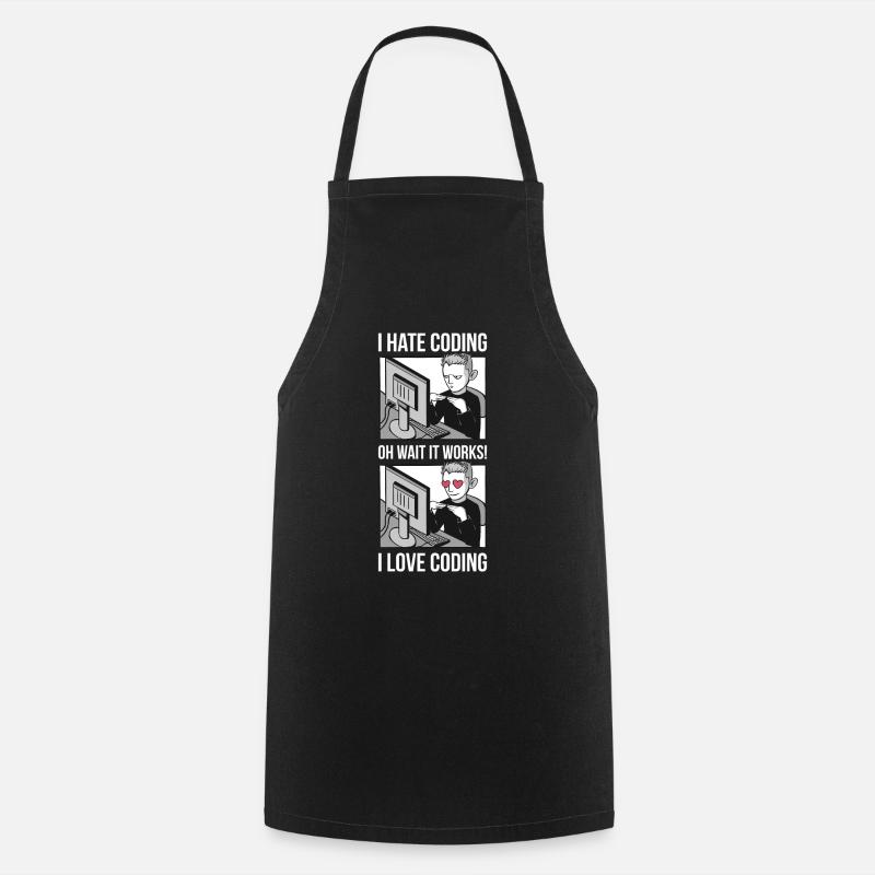 I Love Coding Programmer Cadeau - Tablier de cuisine - noir