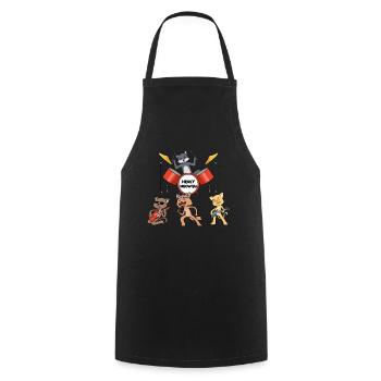Heavy Meowtal Heavy Metal Geschenk - Kochschürze - Schwarz - Vorne - AI Model Male 185 dark (185cm)