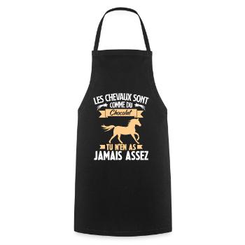 Les chevaux sont comme du chocolat - Tablier de cuisine - noir - Devant - AI Model Male 185 dark (185cm)