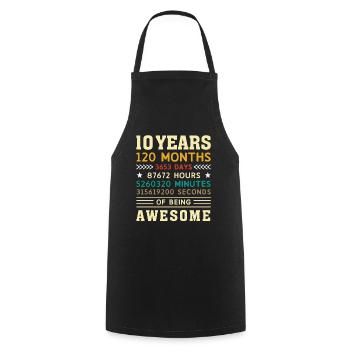 10 years 120 months 3653 days birthday gift - Cooking Apron - black - Front - AI Model Male 185 dark (185cm)