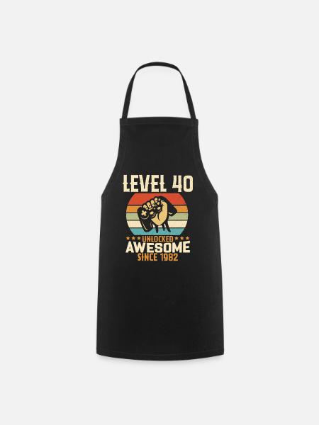 Niveau 40 An Débloqué Gaming Cadeau Anniversaire - Tablier de cuisine - noir