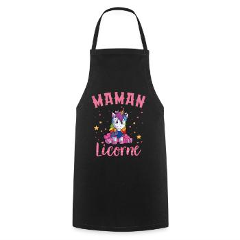 Maman Licorne Femme Cadeau - Tablier de cuisine - noir - Devant - AI Model Male 185 dark (185cm)