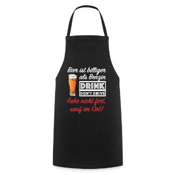 Drink don't drive | Bier ist billiger als Benzin - Kochschürze - Schwarz - Vorne - AI Model Male 185 dark (185cm)
