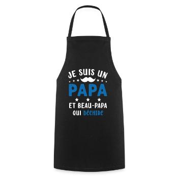 je suis un Papa et un Beau-Papa qui déchire - Tablier de cuisine - noir - Devant - AI Model Male 185 dark (185cm)