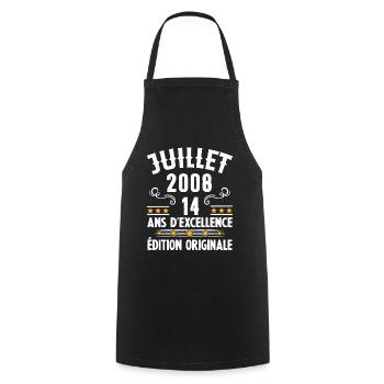 14 Ans Anniversaire Vintage Né(e) en Juillet 2008 - Tablier de cuisine - noir - Devant - AI Model Male 185 dark (185cm)