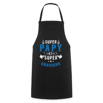 Super papy et Super Chasseur - Tablier de cuisine - noir - Devant - AI Model Male 185 dark (185cm)