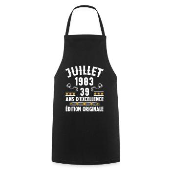 39 Ans Anniversaire Vintage Né(e) en Juillet 1983 - Tablier de cuisine - noir - Devant - AI Model Male 185 dark (185cm)