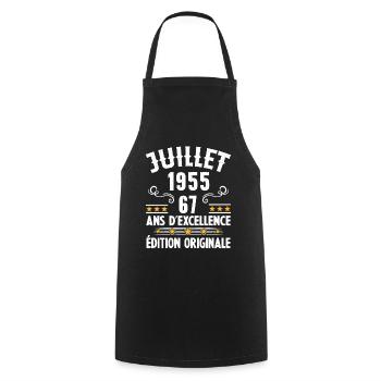 67 Ans Anniversaire Vintage Né(e) en Juillet 1955 - Tablier de cuisine - noir - Devant - AI Model Male 185 dark (185cm)