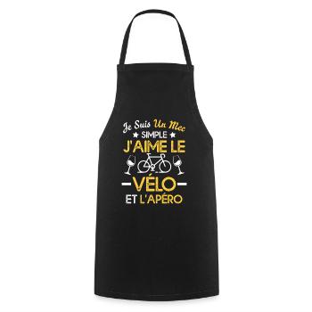 Je suis un mec simple j'aime le vélo et l'apéro - Tablier de cuisine - noir - Devant - AI Model Male 185 dark (185cm)
