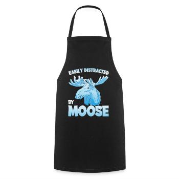 Easily Distracted By Moose Moose Moose Gift - Cooking Apron - black - Front - AI Model Male 185 dark (185cm)