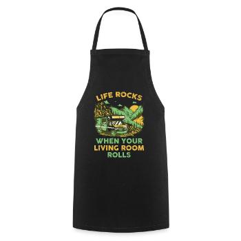 When Your Living Room Rolls Motorhome Gift - Cooking Apron - black - Front - AI Model Male 185 dark (185cm)