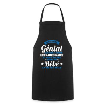 Je suis un mec génial j'ai une femme extraordinair - Tablier de cuisine - noir - Devant - AI Model Male 185 dark (185cm)