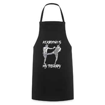 Le kickboxing est mon cadeau de thérapie Kickboxing - Tablier de cuisine - noir - Devant - AI Model Male 185 dark (185cm)