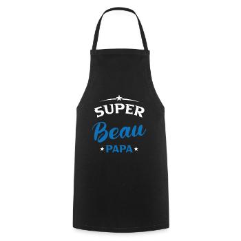 Beau-père Cadeau Super beau papa - Tablier de cuisine - noir - Devant - AI Model Male 185 dark (185cm)