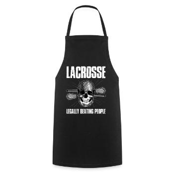 Lacrosse Legally Beating People Lacrosse Gift - Cooking Apron - black - Front - AI Model Male 185 dark (185cm)