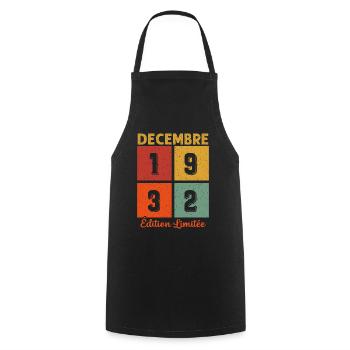 Vintage Décembre 1932 Edition limitée Cadeau - Tablier de cuisine - noir - Devant - AI Model Male 185 dark (185cm)
