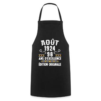 98 Ans Anniversaire Vintage Né(e) en Août 1924 - Tablier de cuisine - noir - Devant - AI Model Male 185 dark (185cm)