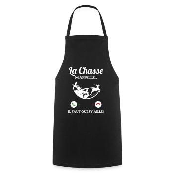 La Chasse m'appelle faut que j'y aille ! - Tablier de cuisine - noir - Devant - AI Model Male 185 dark (185cm)