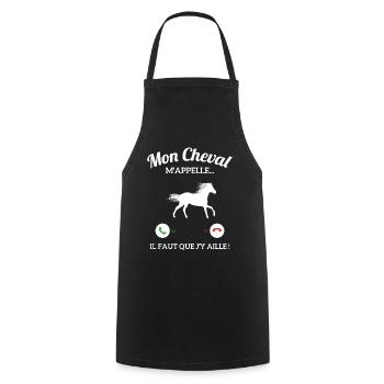 Mon Cheval M'appelle Il Faut Que J'y Aille - Tablier de cuisine - noir - Devant - AI Model Male 185 dark (185cm)